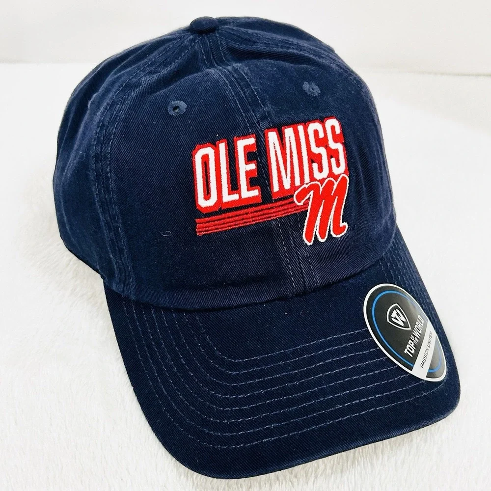 Ole Miss Rebels Top of the World Slice Hat Cap Adjustable Strapback‎ NCAA Blue
